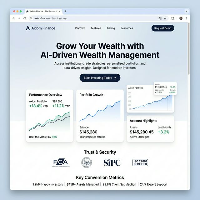 Axiom Finance landing page